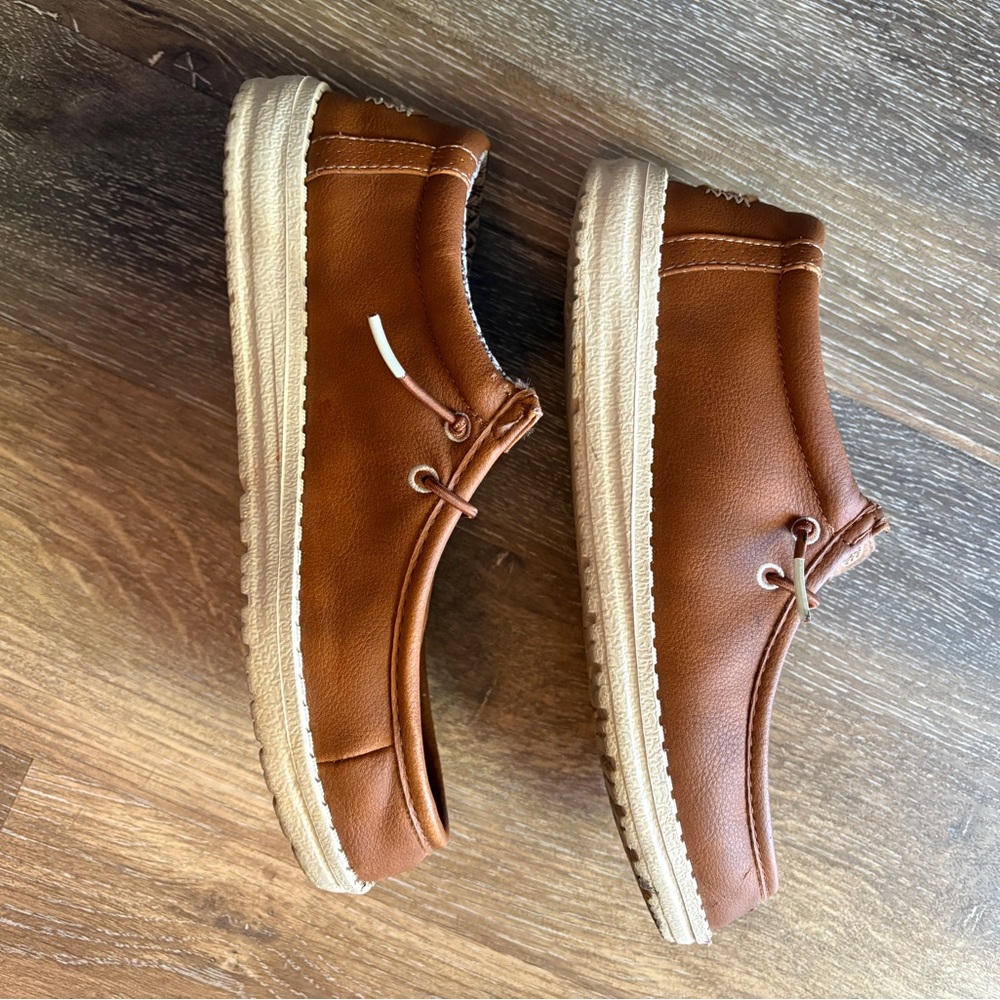 Hey Dude Brown leather-like Slip-On Shoes